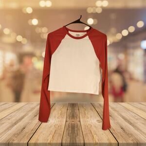 Victoria's Secret PINK Cropped Long Sleeve Raglan Top - Size Medium